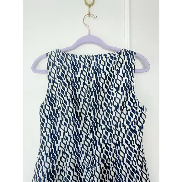 Anthropologie Beaded Blue and White Maison Souers Dress Size 4 Petite - Picture 7 of 11